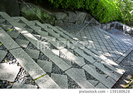 名古屋市白鳥庭園內的幾何圖案樓梯。 名古屋市白鳥庭園內的幾何圖案樓梯。 139180628
