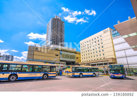 View of the cityscape of Yokohama, Japan, in front of Tsurumi Station View of the cityscape of Yokohama, Japan, in front of Tsurumi Station 139180892