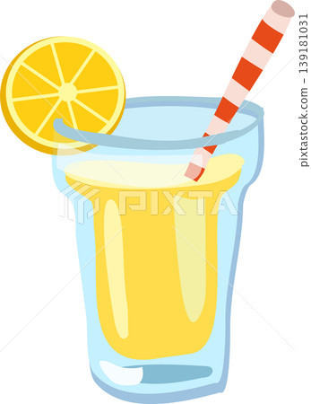lemonade glass illustration with lemon slice and straw refreshing summer citrus drink lemonade glass illustration with lemon slice and straw refreshing summer citrus drink 139181031