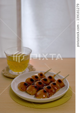 Mitarashi dango, a classic Japanese sweet. 139181279