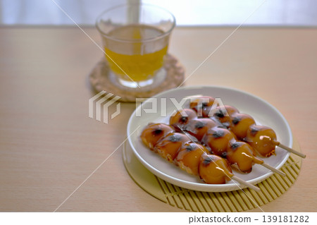 Mitarashi dango, a classic Japanese sweet. 139181282