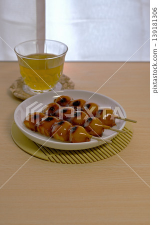 Mitarashi dango, a classic Japanese sweet. 139181306