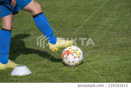 Soccer Player Foot On Ball 139181613