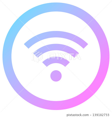 Wi-Fi icon, round, rainbow colors, neon gradient, transparent, vector graphic. 139182733