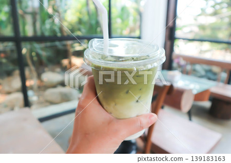 iced green tea, iced green tea latte or iced matcha or iced matcha green tea or iced matcha green tea latte 139183163
