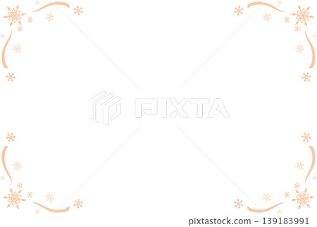 A frame decorated with pale orange snowflakes at each of its four corners. 139183991