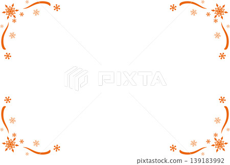 A frame decorated with orange snowflakes at each of its four corners. A frame decorated with orange snowflakes at each of its four corners. 139183992