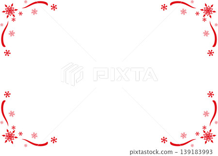 A frame decorated with red snowflakes at each of its four corners. A frame decorated with red snowflakes at each of its four corners. 139183993
