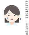 簡潔的扁平風格肖像插畫，描繪了一個表情慌亂、滿頭大汗的女孩角色。 139184145