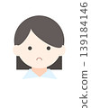 簡潔的扁平風格肖像插畫，描繪了一個表情憂鬱的女孩角色。 139184146