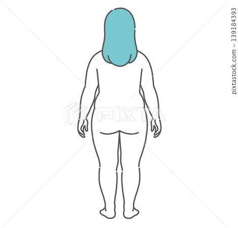 肥胖成年女性全身插圖(背影) 肥胖成年女性全身插圖(背影) 139184393