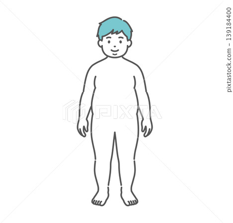 Full-body illustration of an obese boy (front view) Full-body illustration of an obese boy (front view) 139184400