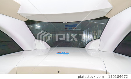 Doha, Qatar - Jan 06 2024, View of the tunnel from the front window of an unmanned train van of the Doha Metro, Doha, Qatar Doha, Qatar - Jan 06 2024, View of the tunnel from the front window of an unmanned train van of the Doha Metro, Doha, Qatar 139184672