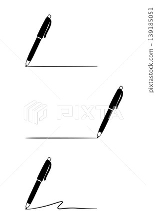 Black pen icon set with writing lines, without background Black pen icon set with writing lines, without background 139185051