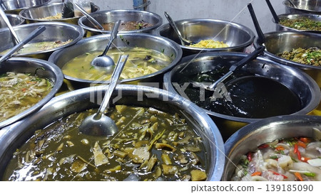 A night market in Luang Prabang, Laos, featuring freshly prepared food. A night market in Luang Prabang, Laos, featuring freshly prepared food. 139185090
