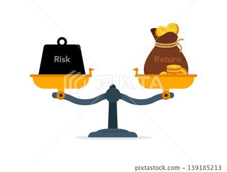 Risk and return balance scale investment concept stock illustration. Risk and return balance scale investment concept stock illustration. 139185213