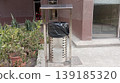 Modern Stainless Steel Public Dustbin with Metal Roof 139185320