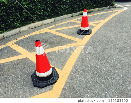 traffic cones on the road 139185590