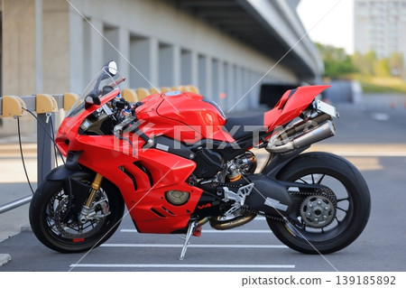 Italian-made red motorcycle 139185892