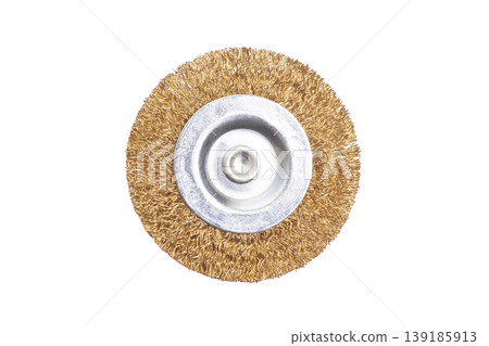 Metal brush for drilling machine isolated on white background 139185913