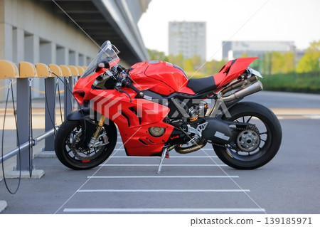 Italian-made red motorcycle 139185971