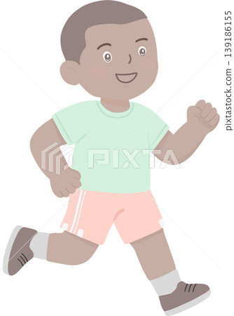 A happy young boy running with energy and excitement. A happy young boy running with energy and excitement. 139186155