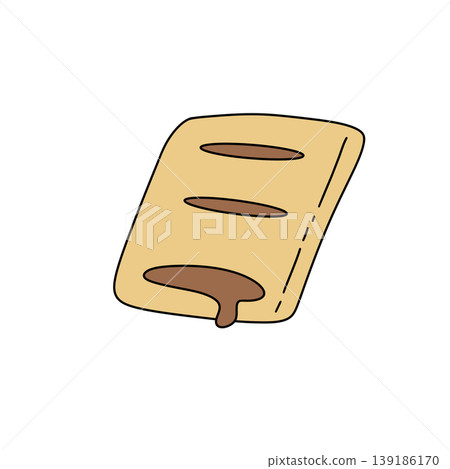 Simple cartoon pastry with chocolate drizzle Simple cartoon pastry with chocolate drizzle 139186170