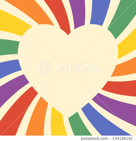 LGBTQ Pride Month Rainbow Sunburst Spiral Rays Background, Vector Heart Frame with Wavy Swirl Stripes Pattern and Copy Space for Social Media Designs LGBTQ Pride Month Rainbow Sunburst Spiral Rays Background, Vector Heart Frame with Wavy Swirl Stripes Pattern and Copy Space for Social Media Designs 139186182