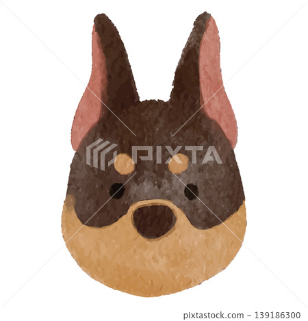 A cute watercolor illustration of a Doberman's face. A cute watercolor illustration of a Doberman's face. 139186300