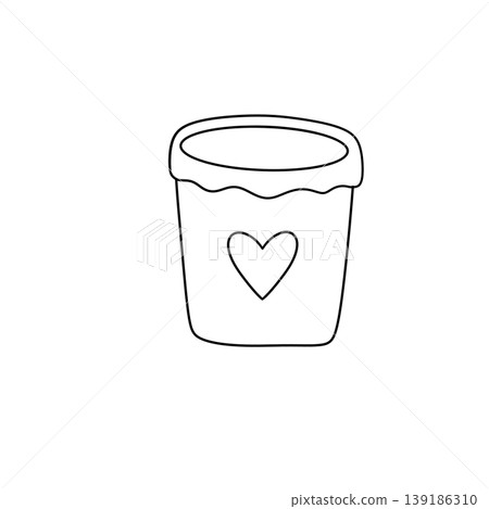 Simple line drawing of a cup with a heart Simple line drawing of a cup with a heart 139186310