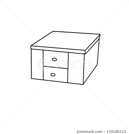 Simple line drawing shows a wooden dresser with two drawers Simple line drawing shows a wooden dresser with two drawers 139186318