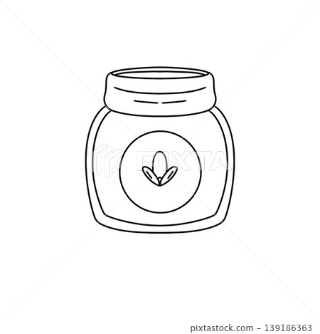 Simple line drawing of a jar with a lid Simple line drawing of a jar with a lid 139186363