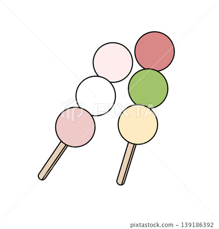 Colorful candy skewers on wooden sticks Colorful candy skewers on wooden sticks 139186392
