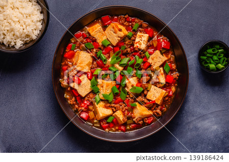 Mapo tofu, tofu in spicy mincemeat sauce. Mapo tofu, tofu in spicy mincemeat sauce. 139186424