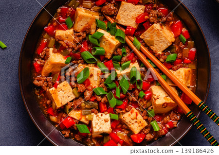 Mapo tofu, tofu in spicy mincemeat sauce. Mapo tofu, tofu in spicy mincemeat sauce. 139186426