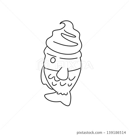 Fish-shaped ice cream with swirl top 139186514