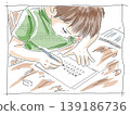 Two children doing their summer homework 139186736