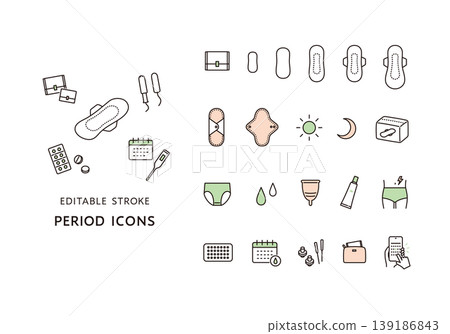 Icon set related to menstruation 139186843