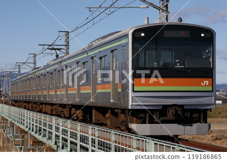 Hachiko Line 205 series 3000 series trainset 85 running between Nishikawagoe and Matoba. 139186865