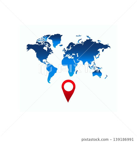 map pointer pin navigation Worldwide global map background with location pointer free vector illustration 139186991