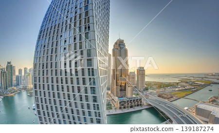JBR and Dubai marina during sunset aerial timelapse JBR and Dubai marina during sunset aerial timelapse 139187274