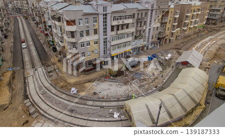 Concrete works for road maintenance construction site with many workers and mixer timelapse Concrete works for road maintenance construction site with many workers and mixer timelapse 139187333