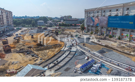 Work bulldozer on the construction of a road timelapse Work bulldozer on the construction of a road timelapse 139187378
