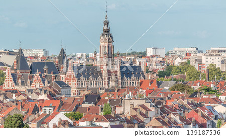 Aerial view of Schaerbeek Town Hall timelapse in Brussels, Belgium. Aerial view of Schaerbeek Town Hall timelapse in Brussels, Belgium. 139187536