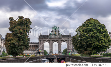 Timelapse of the Cinquantenaire Arcade in Parc du Cinquantenaire, Brussels, Belgium. Timelapse of the Cinquantenaire Arcade in Parc du Cinquantenaire, Brussels, Belgium. 139187560