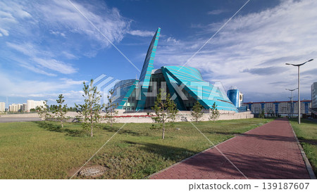 Kazakhstan Central Concert Hall timelapse hyperlapse, the biggest concert of the capital structure 139187607