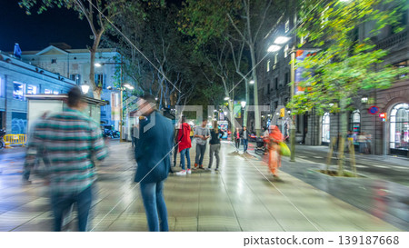 La Rambla street in Barcelona night timelapse hyperlapse, Spain. La Rambla street in Barcelona night timelapse hyperlapse, Spain. 139187668