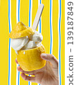 Lemon ice cream sorbet served in fresh lemon peel cup 139187849