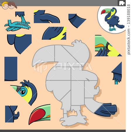 jigsaw puzzle game with cartoon toucan bird animal character jigsaw puzzle game with cartoon toucan bird animal character 139188018