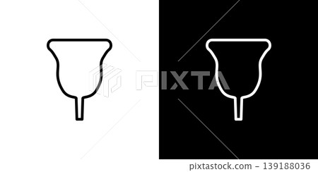 Menstrual cup line icon. Monochrome vector illustration set with white and black lines. Menstrual cup line icon. Monochrome vector illustration set with white and black lines. 139188036